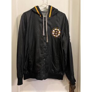 BOSTON BRUINS Reversible NHL Ice Hockey Hoodie Jacket   Mens Size Medium